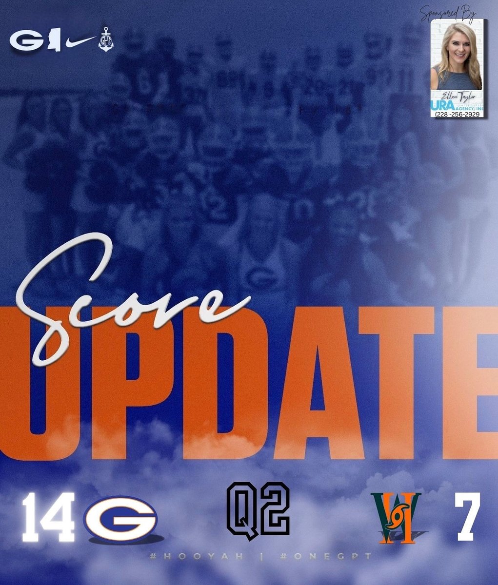 Gulfport_FB's tweet photo. 7:00 Q2
Admirals 14 - 7 West Harrison
Sponsored by Ellen Taylor- United Risk Insurance

#Hooyah | #OneGP https://t.co/w5q1P2i7M2