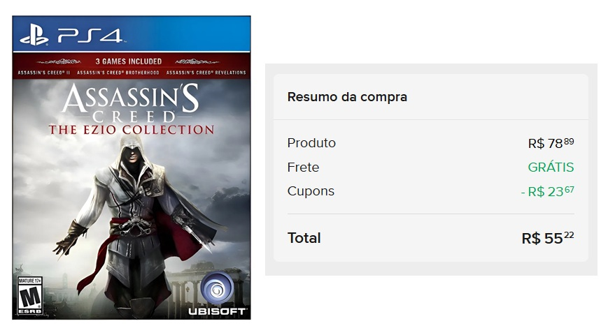 Assassin's Creed Ezio Collection - PS4

R$55,22 (resgate o cupom de 30% na página do produto)

mercadolivre.com/sec/2NFyqT9