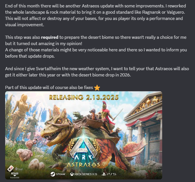 Important Update about Astraeos! ⭐️
<a href="/survivetheark/">ARK: Survival Ascended</a> <a href="/Nitrado_EN/">Nitrado in English 👾</a> #playARK #ARKSurvivalAscended