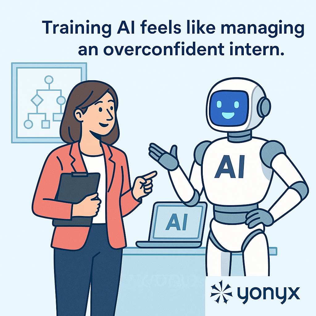yonyxtweets's tweet image. Training AI feels like managing an overconfident intern. #AIhumor #Yonyx
