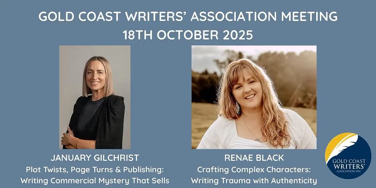 GCWritersAssoc's tweet photo. Looking forward to seeing you today!
12.30-3.30pm QLD time
Doors open at 12pm.

https://t.co/MTAKIXQsfx

#goldcoastwriters #writingcommunity #goldcoast https://t.co/bVd6izbLJP