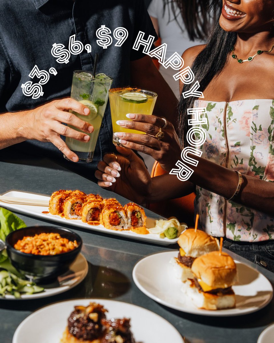 Because you deserve a Happy Hour that actually lives up to its name. $3, $6 &amp; $9 sushi, shareables, and award-winning margaritas—weekdays + after 9PM.  🍣 🍹 ✨ 

Reserve now with the link in bio! Menu, pricing &amp; availability may vary by location.