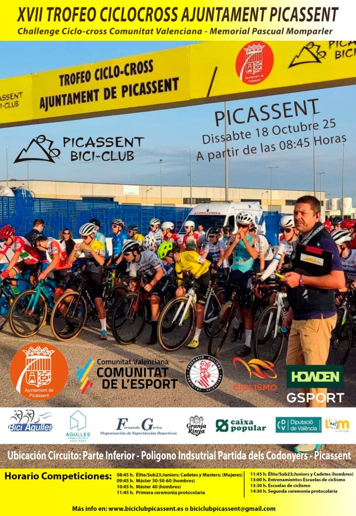 PalomarJulian's tweet photo. #ChallengeCXCV
Hoy sábado se disputa el XVII Trofeo Ciclocross Ajuntament de Picassent
https://t.co/vXLkF1UyeJ https://t.co/UbYhEuCcX7