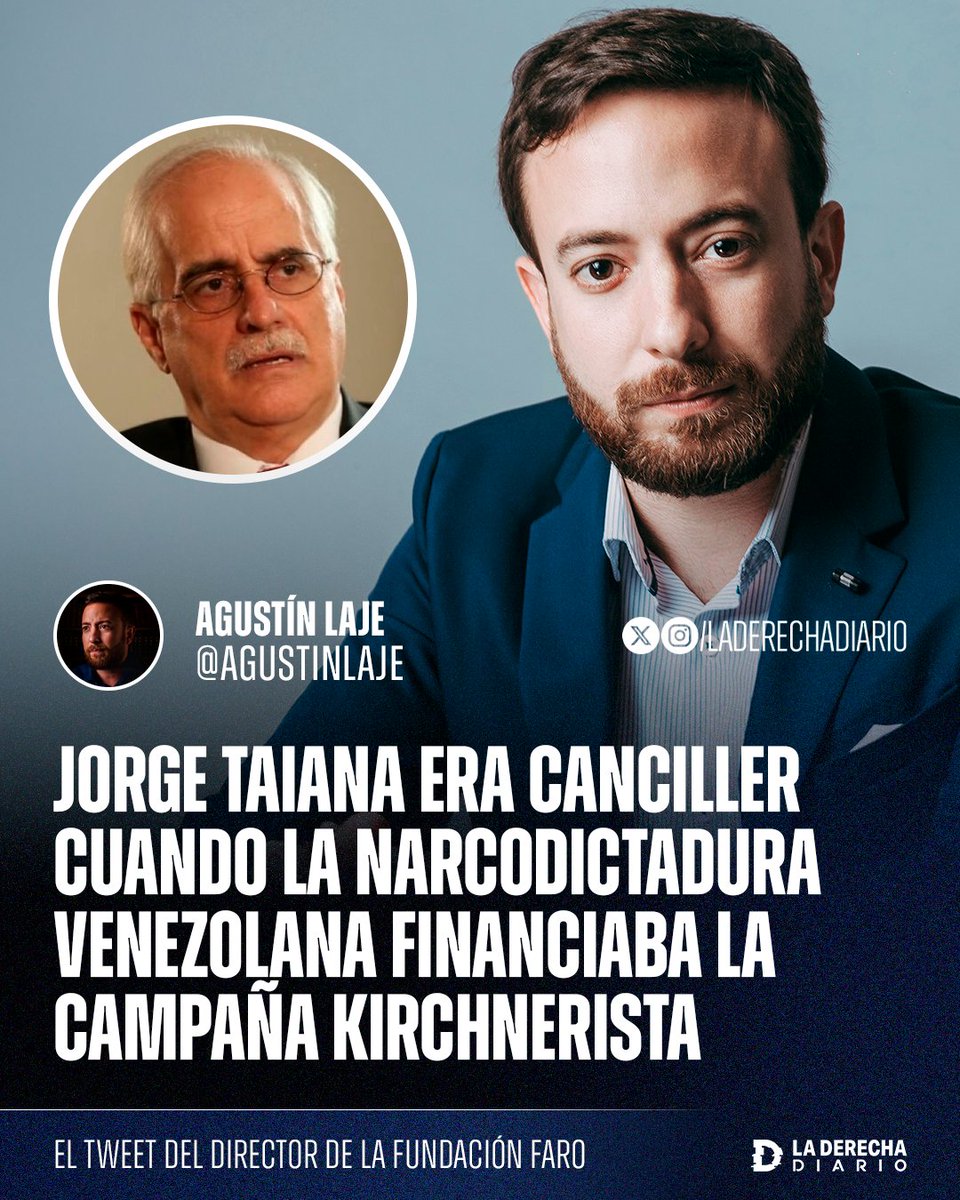 🚨🇦🇷🇻🇪 | "Jorge Taiana era canciller cuando la narcodictadura venezolana financiaba la campaña kirchnerista": El escritor derechista Agustín Laje se sumó a la difusión masiva de la tendencia #FuerzaNarco para exponer los vínculos del kirchnerismo con el narcorégimen venezolano.