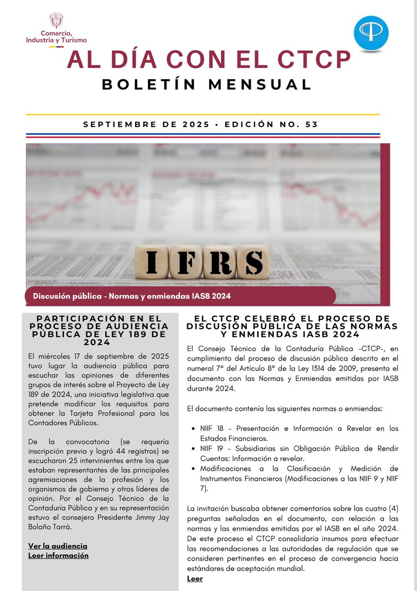 Consulta el newsletter No. 53 del #CTCP, boletín mensual que reúne la principal información institucional de julio de 2025.   bit.ly/46WPHWm