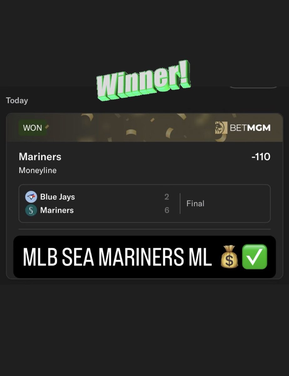 CHA CHING‼️A Winner on the diamond to start this lovely weekend! Multi sport threat‼️

#MLB ALCS GAME 5

-Seattle Mariners ML💰✅

#TridentsUp