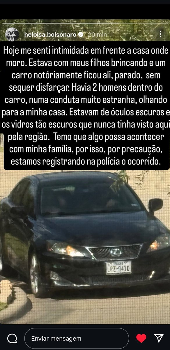 Postagem de agora pouco da Heloísa Bolsonaro. O regime não está de brincadeira, todo cuidado é pouco. Que  Deus os abençoe e guarde a vida da família Bolsonaro