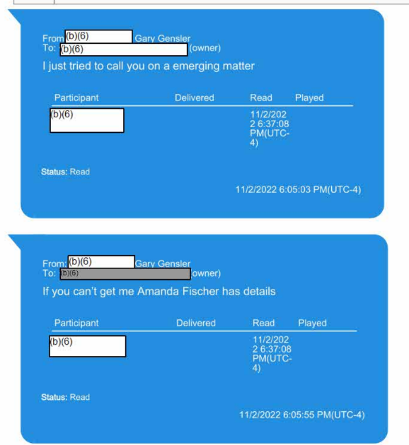 I think these are my favourite two texts in this FOIA.

Hester just landed in Birmingham, Alabama the night before.

Oh Amanda...