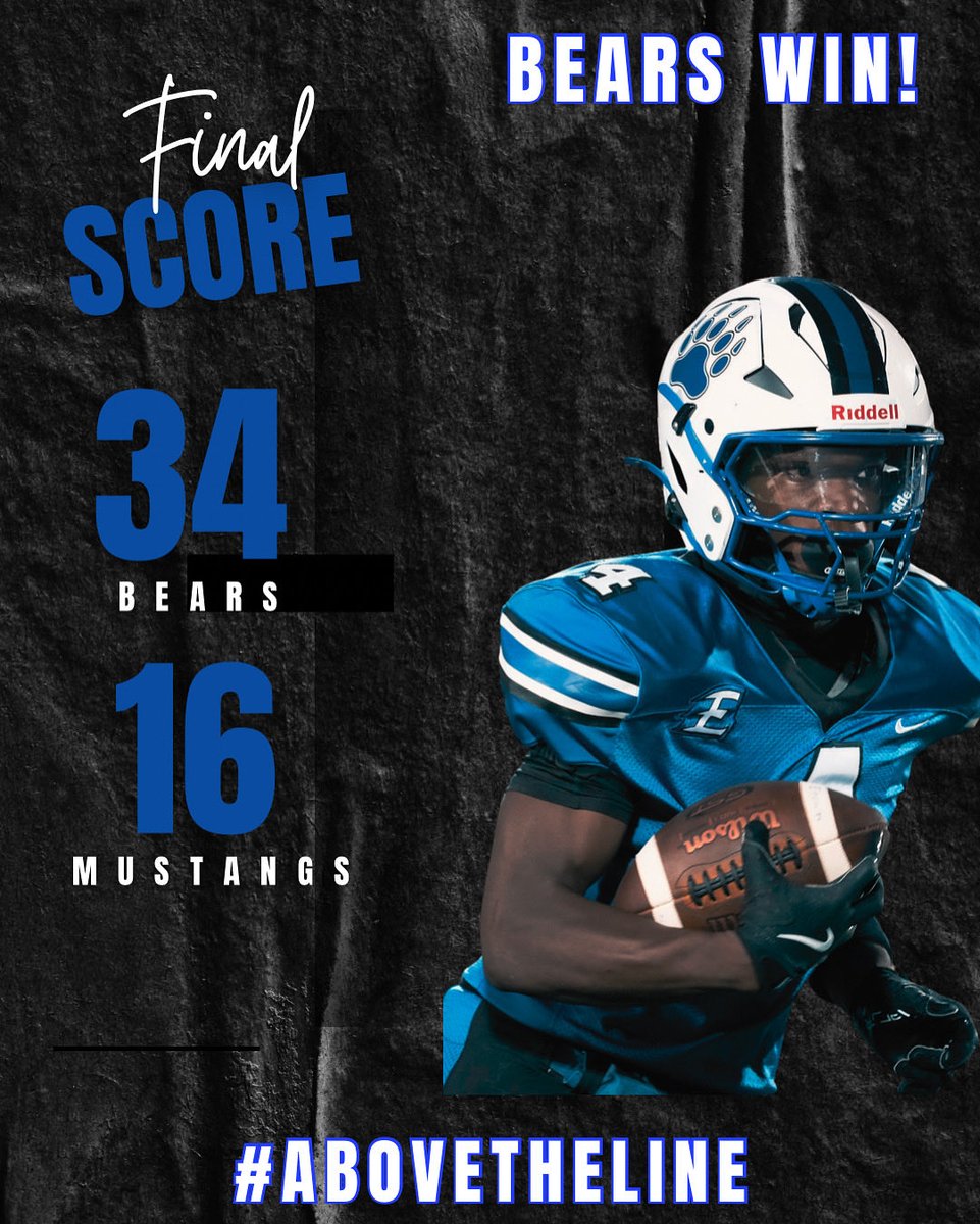 BEARS WIN!!!  Great all around TEAM win!  #AboveTheLine #ETownFootball #FridayNightLights