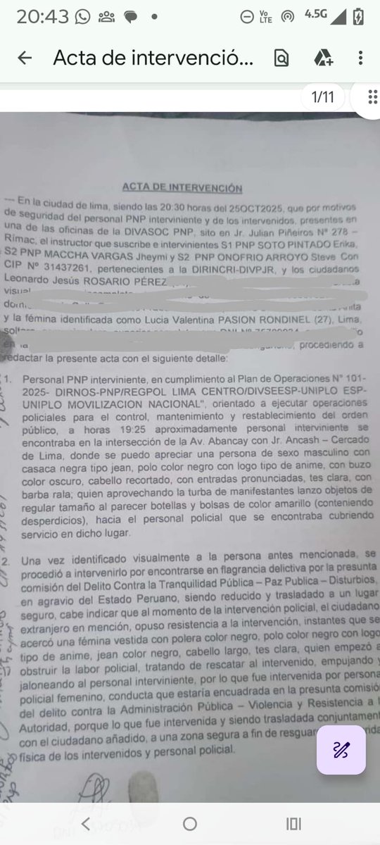 Lucia Pasión y Leonardo Rosario fueron intervenidos el miércoles a las 19:25 por espantar una bolsa de basura que les cayó encima y que fue a parar encima de un terna. La última diligencia acabó ayer 4 pm. Se han cumplido las 48 horas y aún no son liberados. Libertad ya.