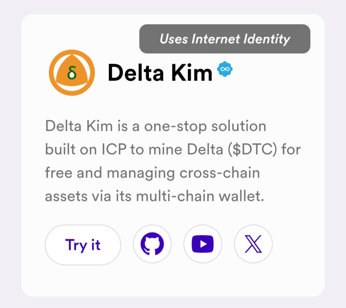 TheDeltaKim's tweet image. We&apos;ve now officially been included on the ICP Ecosystem webpage in the &quot;Wallet&quot; and &quot;DeFi&quot; categories along with the &quot;Internet Identity&quot; badge.   

Thanks a lot @ICPHUBS to give us a chance to be featured therein and thanks a lot to every Deltan for supporting the project from…
