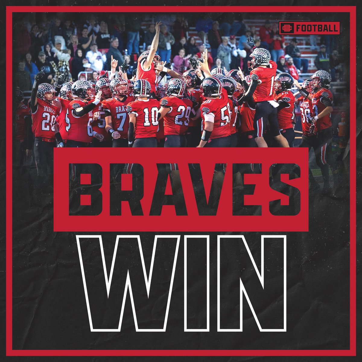 BCBraveFB's tweet photo. Braves win at Scottsburg!

BC 34
SB 14

FINAL 

#GoBraves @MSConference https://t.co/A5LOUk8eMj