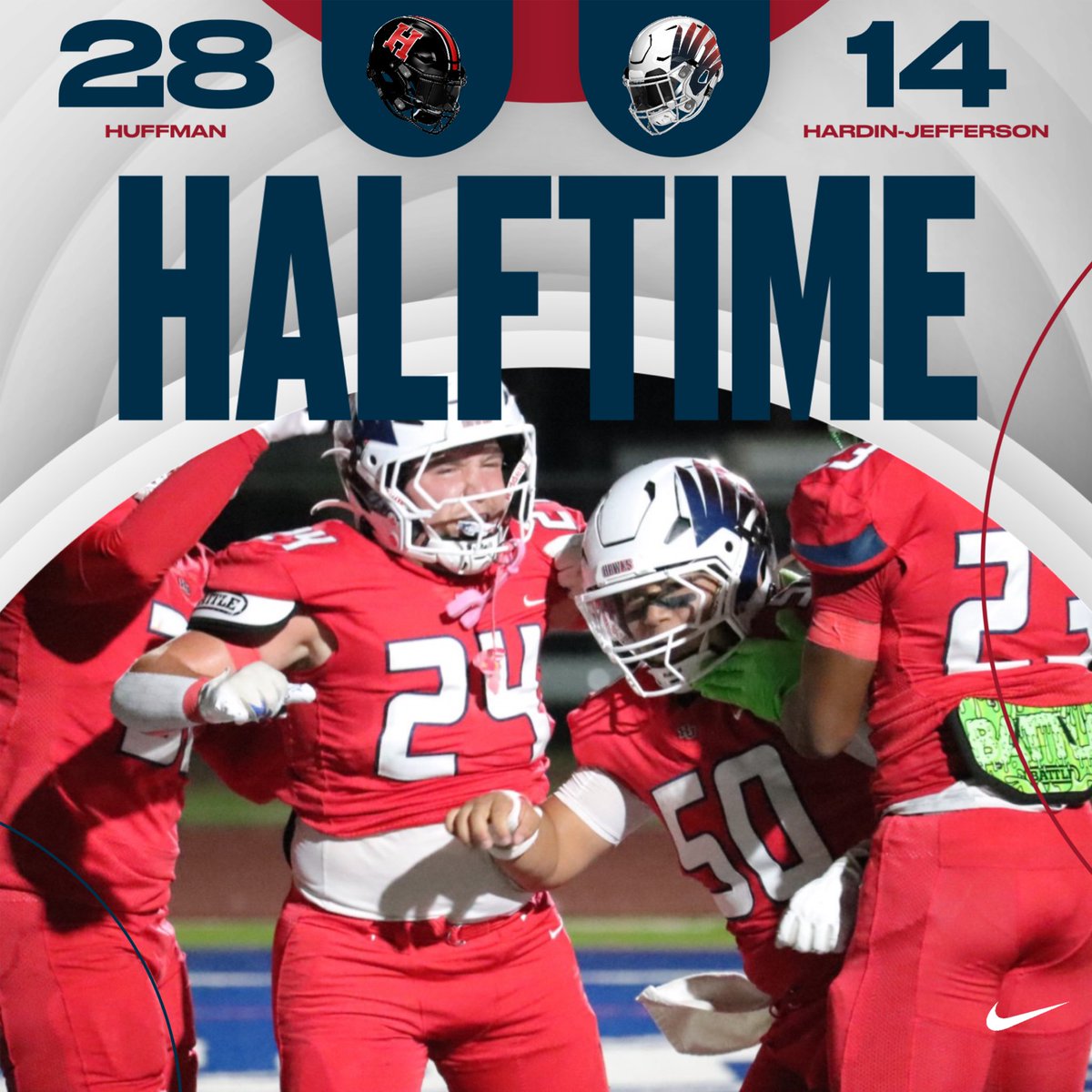 We’ve reached the half, Hawks trail 28-14. #WeFlyTogether
