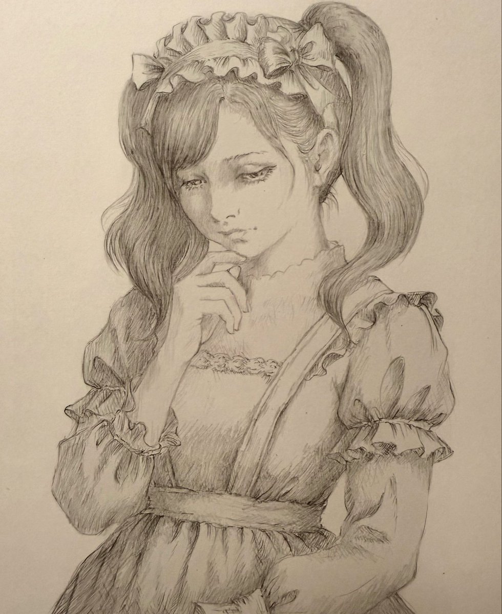 鉛筆画 人物画 木製フレーム付き 鉛筆画 人物画 木製フレーム付き