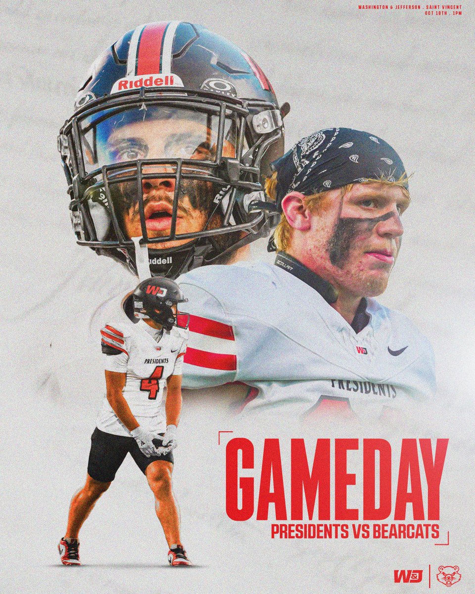 Presidents Nation, IT'S GAMEDAY ‼️

📍 Latrobe, Pa. / Chuck Noll Field
🆚 Saint Vincent
🕒 1:00 PM
📺 gopresidents.com/coverage

#PrezPride <a href="/WJFootball/">W&J Football</a>