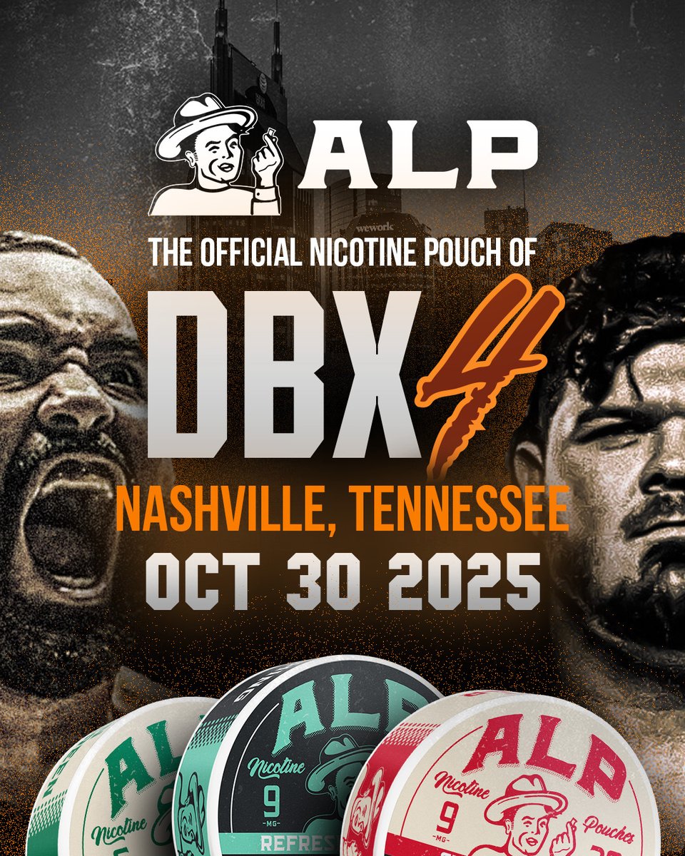 Alp Pouch (@alppouch) on Twitter photo Big news β ALP is now the Official Nicotine Pouch of DBX 4 π·π· <a href="/DirtyBoxing_/">Dirty Boxing Championship</a>
Weβre taking the fight to Nashville, TN, this October 30th. Youβre not going to want to miss it.
Stay tuned β this oneβs gonna hit different. π·
#DBX4 #ALP #NicotinePouch #FightNight #Nashville Big news β ALP is now the Official Nicotine Pouch of DBX 4 π·π· <a href="/DirtyBoxing_/">Dirty Boxing Championship</a>
Weβre taking the fight to Nashville, TN, this October 30th. Youβre not going to want to miss it.
Stay tuned β this oneβs gonna hit different. π·
#DBX4 #ALP #NicotinePouch #FightNight #Nashville