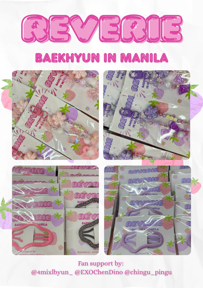 4mixlbyun_'s tweet photo. ⋆₊𖥔 REVERIE IN MNL ! ۪ ׄ໑୧ ׅ𖥔ׄ
𐙚⋆Freebies - Clips and Keychains｡⋆♡ by: @chingu_pingu
@EXOChenDino  𝜗𝜚˚⋆
-show rt and like this post
-strictly 1 per person only 
Location: tba 
See youu!🩷

#백현 #BAEKHYUN #ReverieTour
#ReverieinManila #ReverieMANILA https://t.co/dAmXIJ6vHi