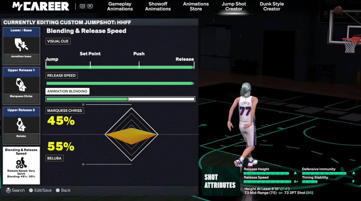 ONE OF THE *BEST* CUSTOM JUMPSHOTS FOR ALL 6'10-7'4  *SEASON 2* POST PATCH BUILDS IN #NBA2K26   

Must Have A 73 Mid Or 3PT Rating. 
Lower Base: Jonathan Isaac
Upper Release 1: Marquese Chriss 45%   
Upper Release 2: Beluba 55%  

Support is appreciated.