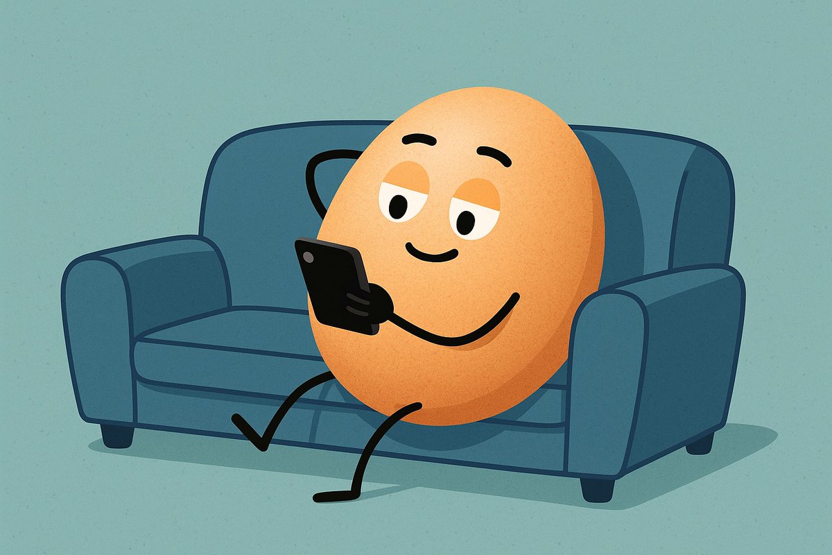 itseggcoin's tweet photo. Egg scrolling through Twitter like… hmm, still no new followers for $EGG, just the same three likes from last night 😩📱 https://t.co/3W6OCTolSp