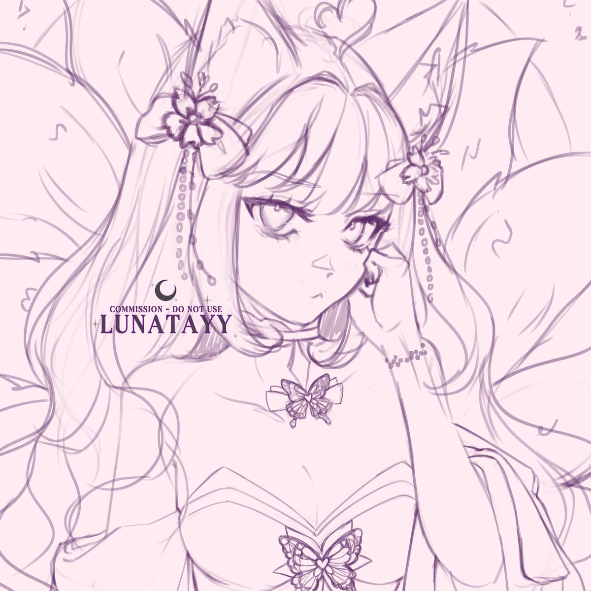 LunatayyVT's tweet photo. comm wip!! ^_^ kitsune moon babie 💗🎀 https://t.co/a23BaFToaU