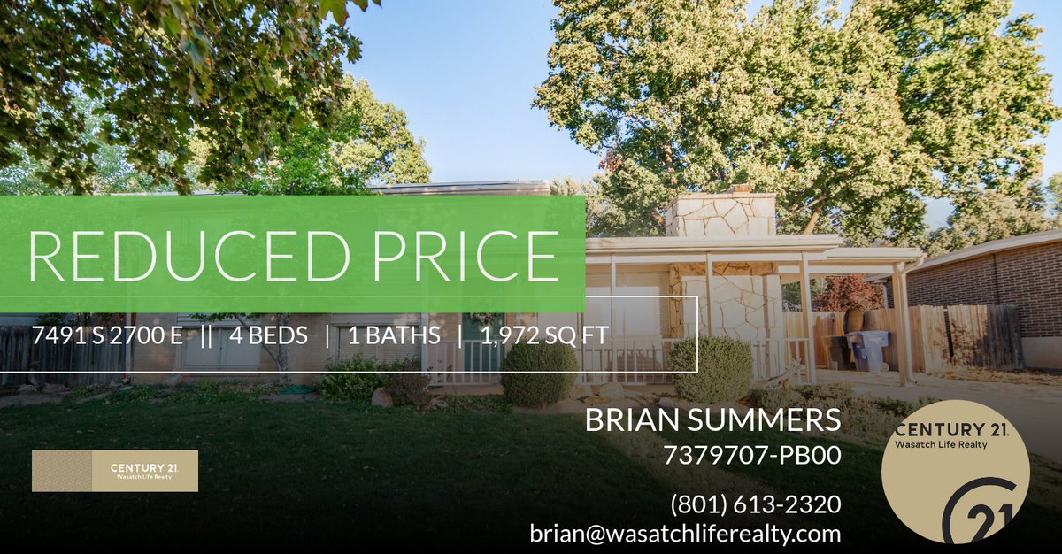 wasatchlifeut's tweet photo. 📍 Reduced Price 📍 This recently reduced home at 7491 S 2700 E in Cottonwood Heights won't last long, so, don't wait to set up a showing! Reach out here or at (801) 613-2320 for more information!

Call/ Text 801-613-2320 www.w... https://t.co/WfAwAt4U63 https://t.co/MUBobqTHQO