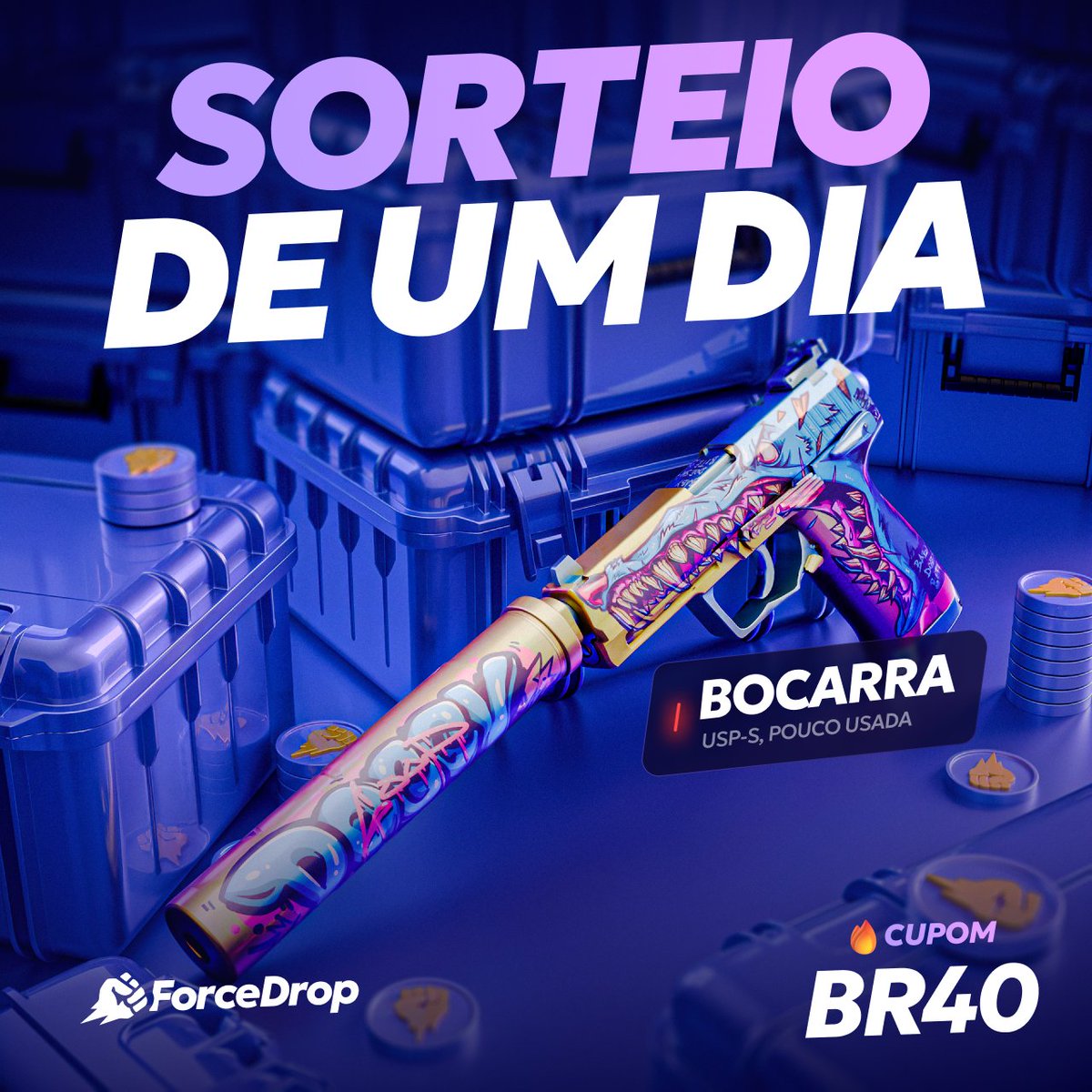 forcedropbrazil's tweet image. 🚨 SORTEIO DE UM DIA!
USP-S | Bocarra
Para participar:
✅ Siga @forcedropbrazil
✅ Marque 2 amigos
✅ RT + Like neste tweet
⏳ Resultado em 24 horas
GANHE 40% DE BÔNUS com o cupom BR40