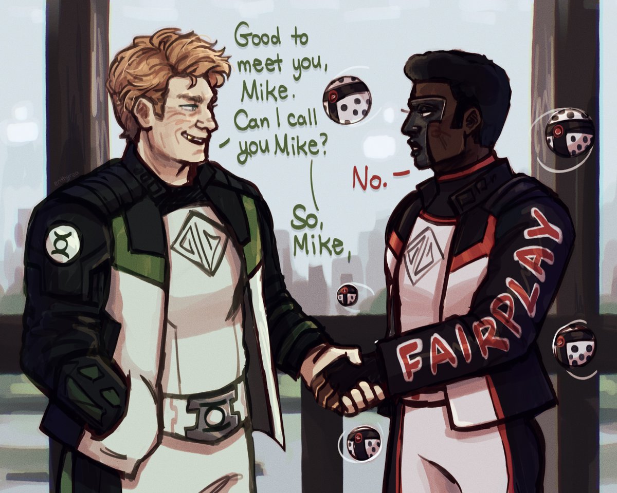 terrificgreen's first meeting as seen in my fic only by such repetitions, drawn by the amazing <a href="/enthyrea/">storm</a> ❤️❤️❤️