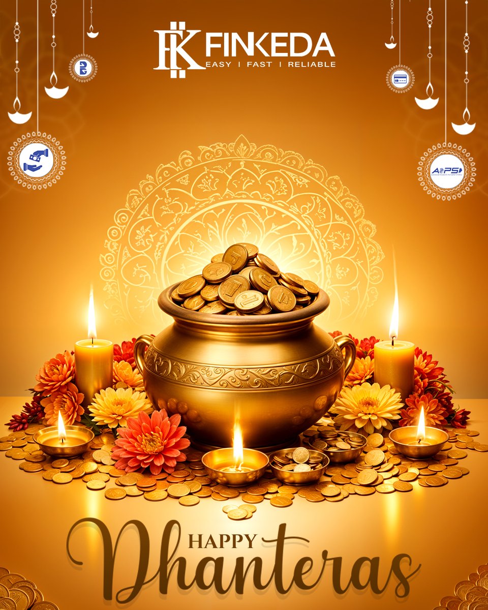 Wishing you prosperity and progress this #Dhanteras2025! 
From digital payments to investments, trust Finkeda for smart financial growth.
जब बात पैसों की हो, तो सिर्फ Finkeda!

#Finkeda #Dhanteras #FintechIndia #DigitalPayments #SmartInvesting #JabBaatPaiseKiHoToSirfFinkeda