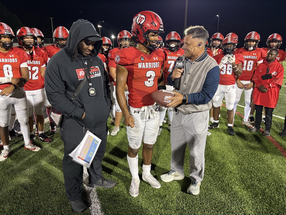 When <a href="/WaccamawFB/">Waccamaw Warriors Football</a> beat Aynor tonight on the weekly televised game, <a href="/IcoachIteach/">Coach Johnson</a> got interviewed and A.J. Grate got a game ball.