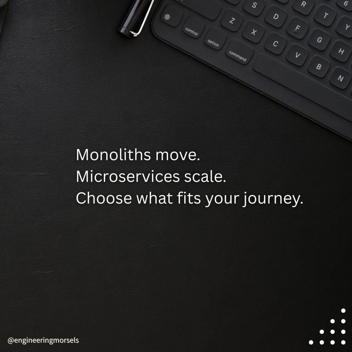 DarshitAnjaria's tweet image. Monoliths are great for moving fast early. 🏗️
But when it’s time to scale, microservices shine.
Pick what fits your stage, not just the hype.
#Microservices #Monolith #BackendArchitecture