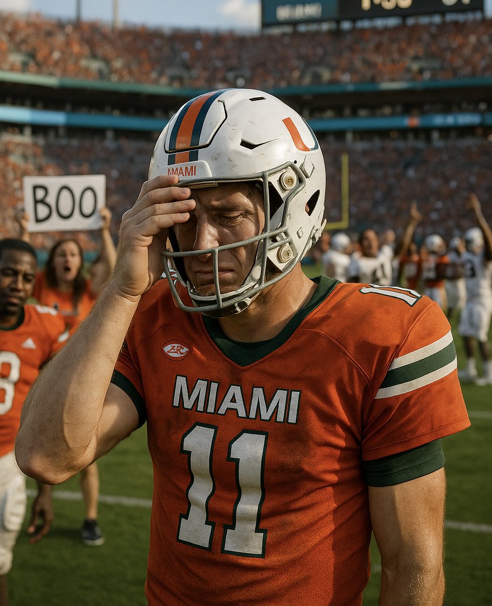 Delta_Arc_Mikey's tweet photo. @MiamiHurricanes WTF?!?    Carson Beck blew this game!!!
Miami looked completely unprepared. Zero composure, no adjustments, and not a shred of discipline on that field. You can’t call yourself a contender and play like that. #CanesFootball #CFB #ACC https://t.co/XmLK2p5YZZ