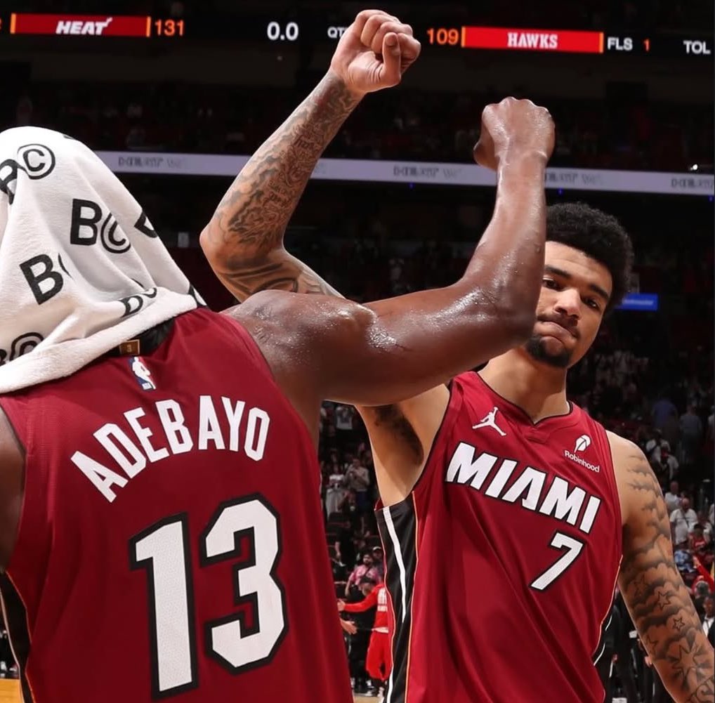 Bam Adebayo tonight:
23 PTS — 8 REB — 4 AST — 26 MIN

Kel'el Ware tonight:
20 PTS — 14 REB — 1 BLK — 30 MIN