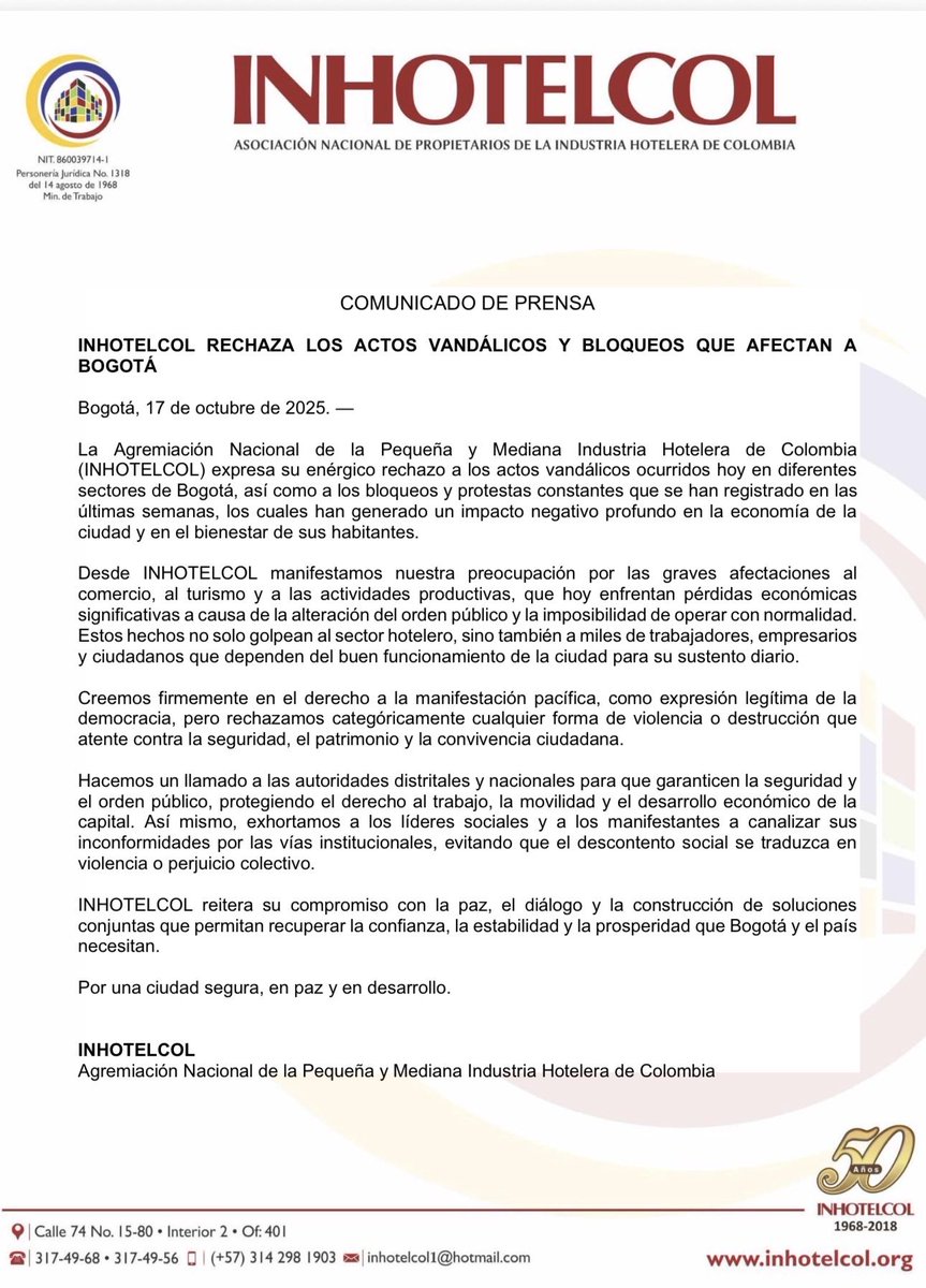 #URGENTE COMUNICADO A LA OPINIÓN PÚBLICA y al Gobierno <a href="/Bogota/">Alcaldía de Bogotá</a> <a href="/CarlosFGalan/">Carlos F. Galán</a> y <a href="/infopresidencia/">Presidencia Colombia 🇨🇴</a> , @NoticiCaracol <a href="/NoticiasRCN/">Noticias RCN</a> <a href="/RevistaSemana/">Revista Semana</a> <a href="/BluRadioCo/">BluRadio Colombia</a> <a href="/lafm/">La FM</a> <a href="/NoticiasUno/">Noticias Uno</a> <a href="/RedMasNoticias/">Red+ Noticias</a>