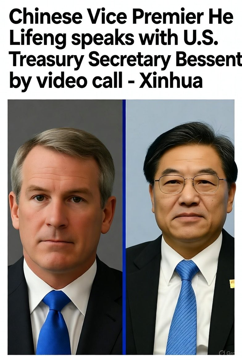 Chinese Vice Premier He Lifeng Speaks With U.S. Treasury Secretary Bessent by Video Call - Xinhua #stocks #Crypto