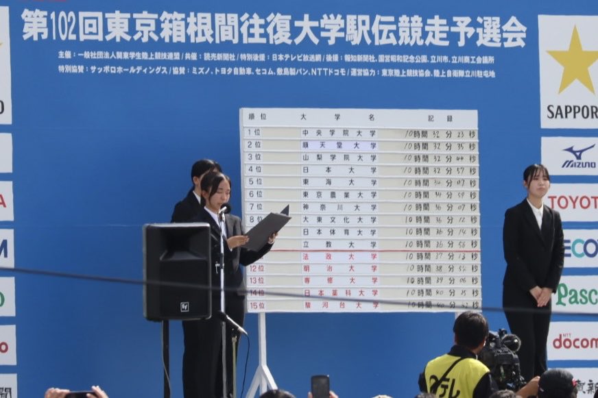 【結果報告】
◆第102回東京箱根間往復大学駅伝競走予選会（10/18）

総合1位　10時間32分23秒（3年連続25回目）