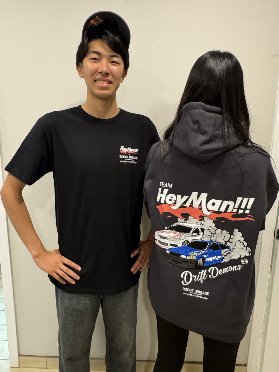 masayo_minowa's tweet photo. GReddy USAとBOOSTBRIGADEとのコラボでHEY MAN!!のTシャツとパーカーを作って下さいました‼︎
明日Formula Drift Long beachの会場のGReddy ブースにて販売します
嬉しい✨✨

@GReddyRacing 
#boostbrigade
#theMinowas https://t.co/kNNaCvT9Ts