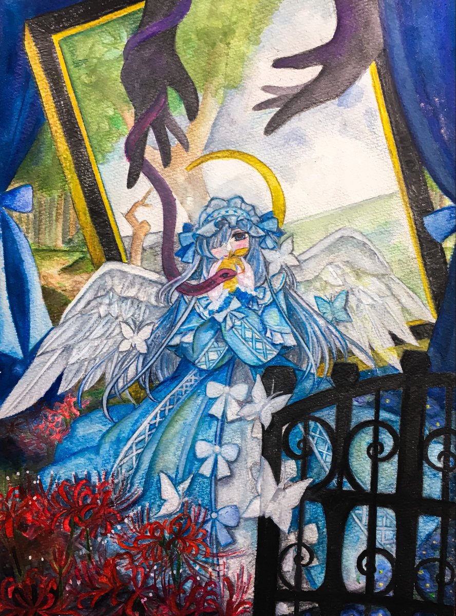 【真作】絵画　技法不明　楽園の情景　鮮やかな色彩で描かれた自然と人々　V121 真作】絵画 技法不明 楽園の情景 鮮やかな色彩で描かれた自然