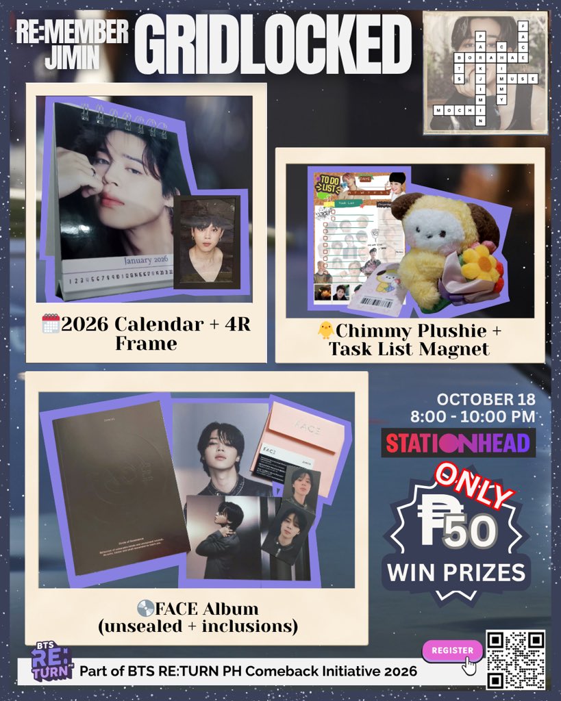 💜🧩 READY. SET. GET #JIMINLOCKED! 🧩💜
ARMYs, the wait is over — the JIMIN Crossword Challenge is finally happening TONIGHT! 🎶🔥
Have you signed up yet? 👀 Don’t miss your chance to test your Jimin knowledge, vibe to his hits, and win amazing prizes made just for you! 🎁

💿
