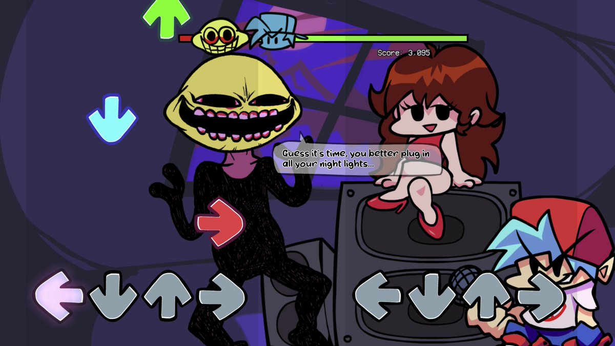 whosgalaxie's tweet image. i always imagined if funkin ever got subtitles they'd look something like this and/or actually reuse the textbox
(quick 3 minute mockup)