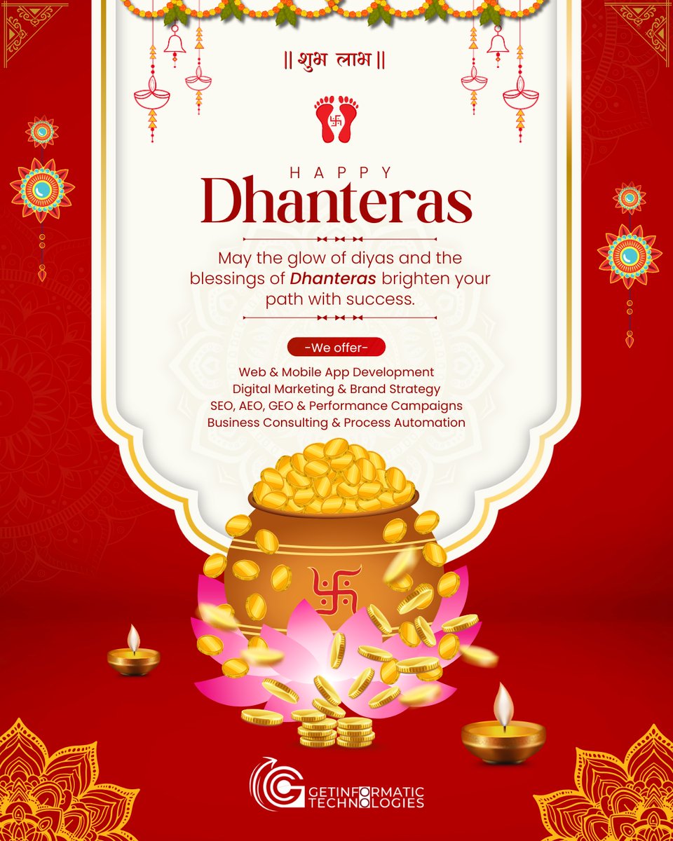 GetInformatics's tweet image. May the glory of diyas and the blessings of Dhanteras brighten your path with success. Happy #Dhanteras
#Dhanteras2025 #getinformatictechnologies #itconsultancy