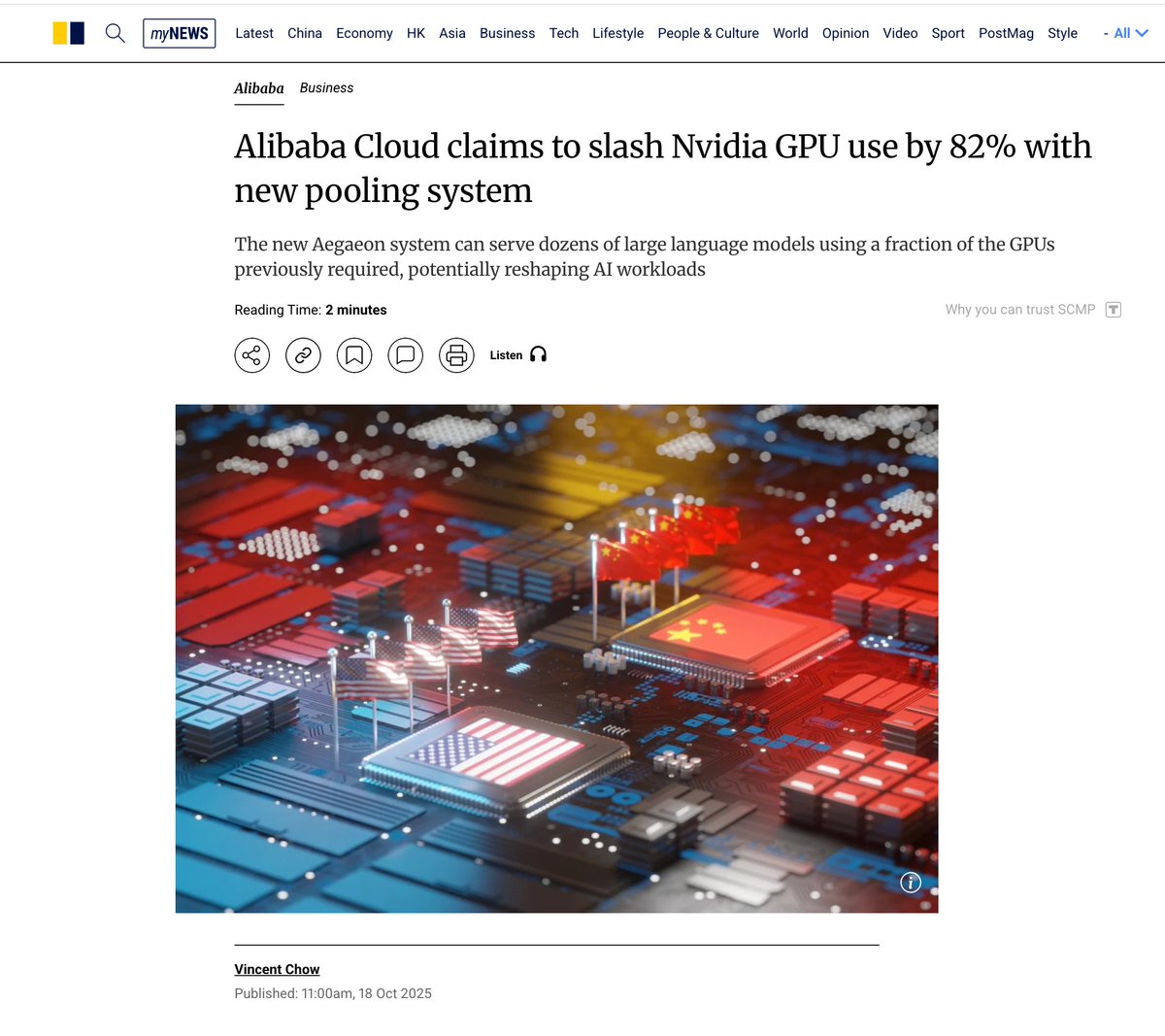 OopsGuess's tweet image. The US thought it could choke China’s AI by blocking GPUs.
Then Alibaba turned around and said:
“Fine, we’ll just use 82% fewer.”
When Washington builds sanctions,
China builds systems.
The empire of chips just met the republic of algorithms. 🙂