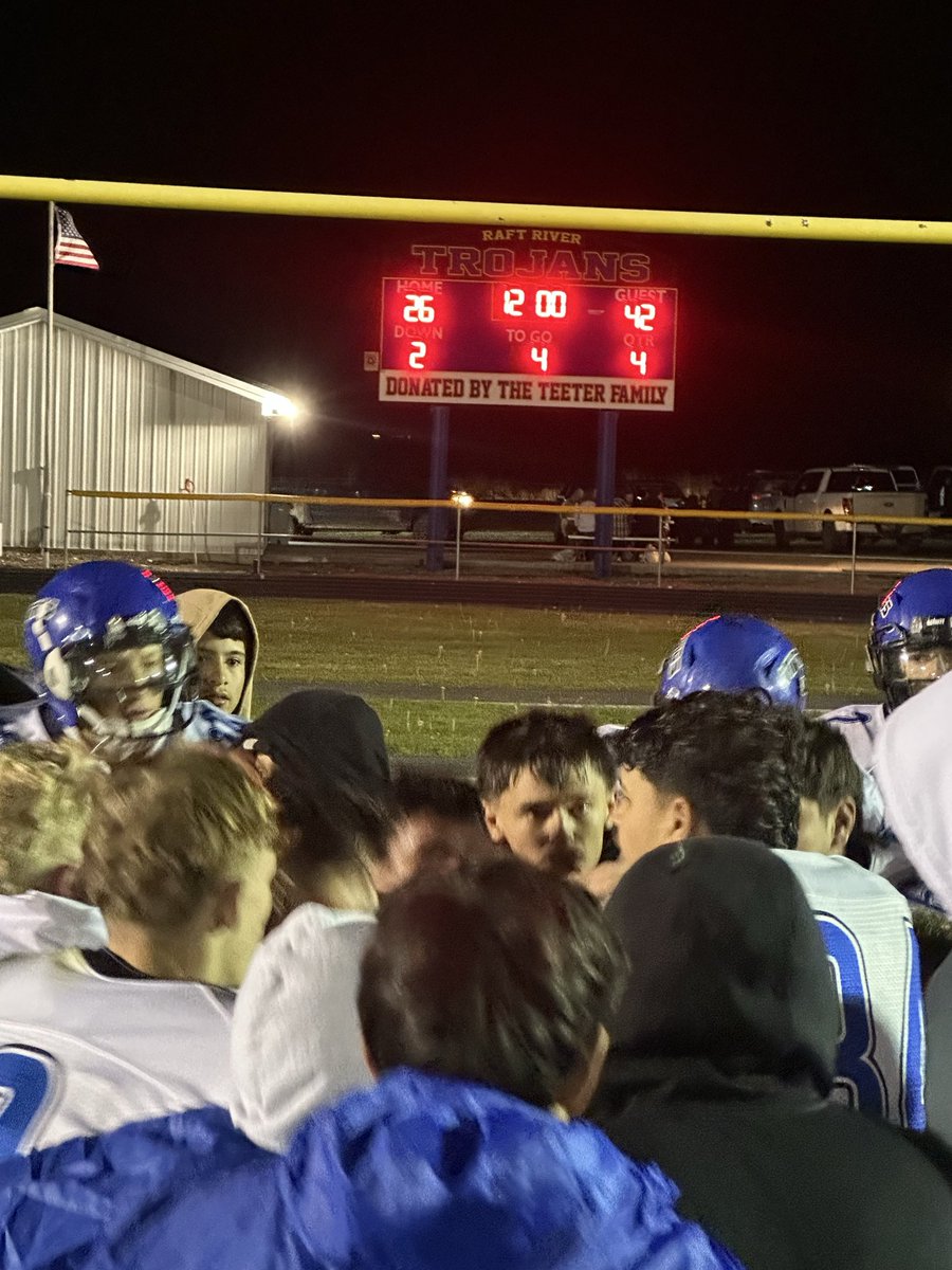 The Vikings fight hard to get their first ever 8-man victory in Raft River, 42-26. #BleedBlue 
#Idaho8Man 
#IDPreps