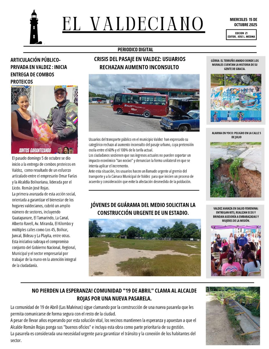 Saludos, aqui la nueva entrega de El Valdeciano; compartiendo ayudas a difundir. 

Sigue el canal de El Valdeciano, periódico 🗞️ digital de Valdez en WhatsApp: whatsapp.com/channel/0029Vb…
Un abrazo