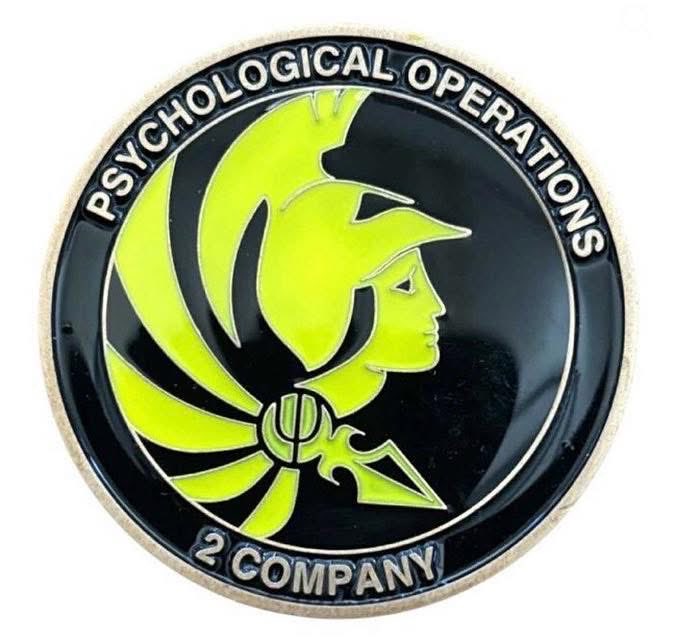 Great logo of the 🇦🇺 Australian Army 
1 Intelligence Battalion, 2nd Company Psychological Operations unit 
Challenge coin is currently on sale at alliedmilitaria.com.au