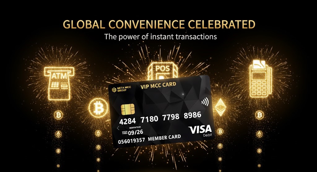 metamcc2025's tweet image. ⚡ Celebrate Global Convenience 📷Experience the power of instant transactions with VIP MCC Card. Withdraw, pay, and convert crypto to fiat – faster than ever before. 📷📷  #MetaMCCCard #MetaMCCGroup #VIPMCC #MetaCryptoCard #CryptoVisaCard #GlobalVisa #CryptoToCash