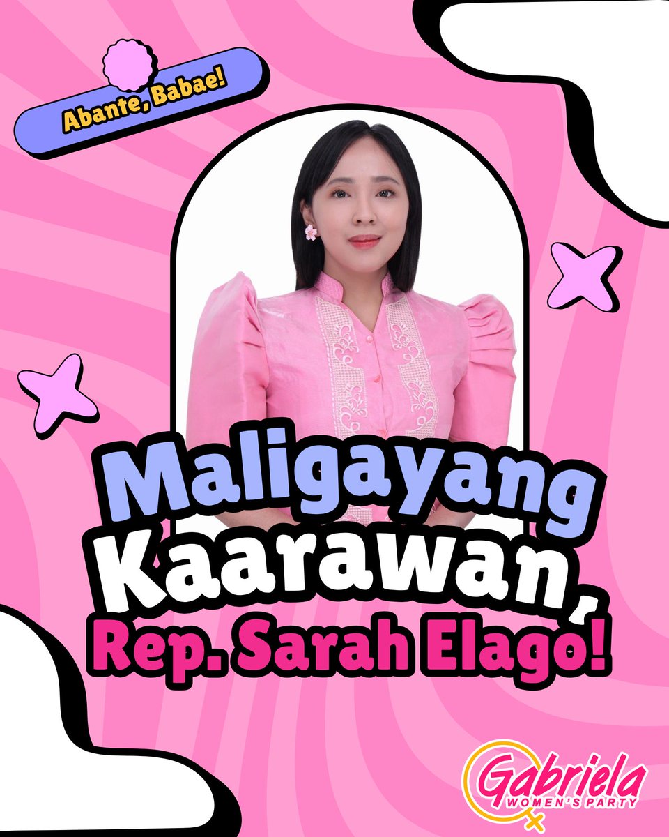 GabrielaWomenPL's tweet image. Maligayang kaarawan sa ating palaban at tapat na kinatawan, Gabriela Women’s Party Rep. Sarah Elago! 🎉🎈

Kaisa mo ang malawak na hanay ng kababaihan sa pagpapatuloy ng laban para sa pantay na karapatan at katarungan. #LabanGabriela #LabanKababaihan