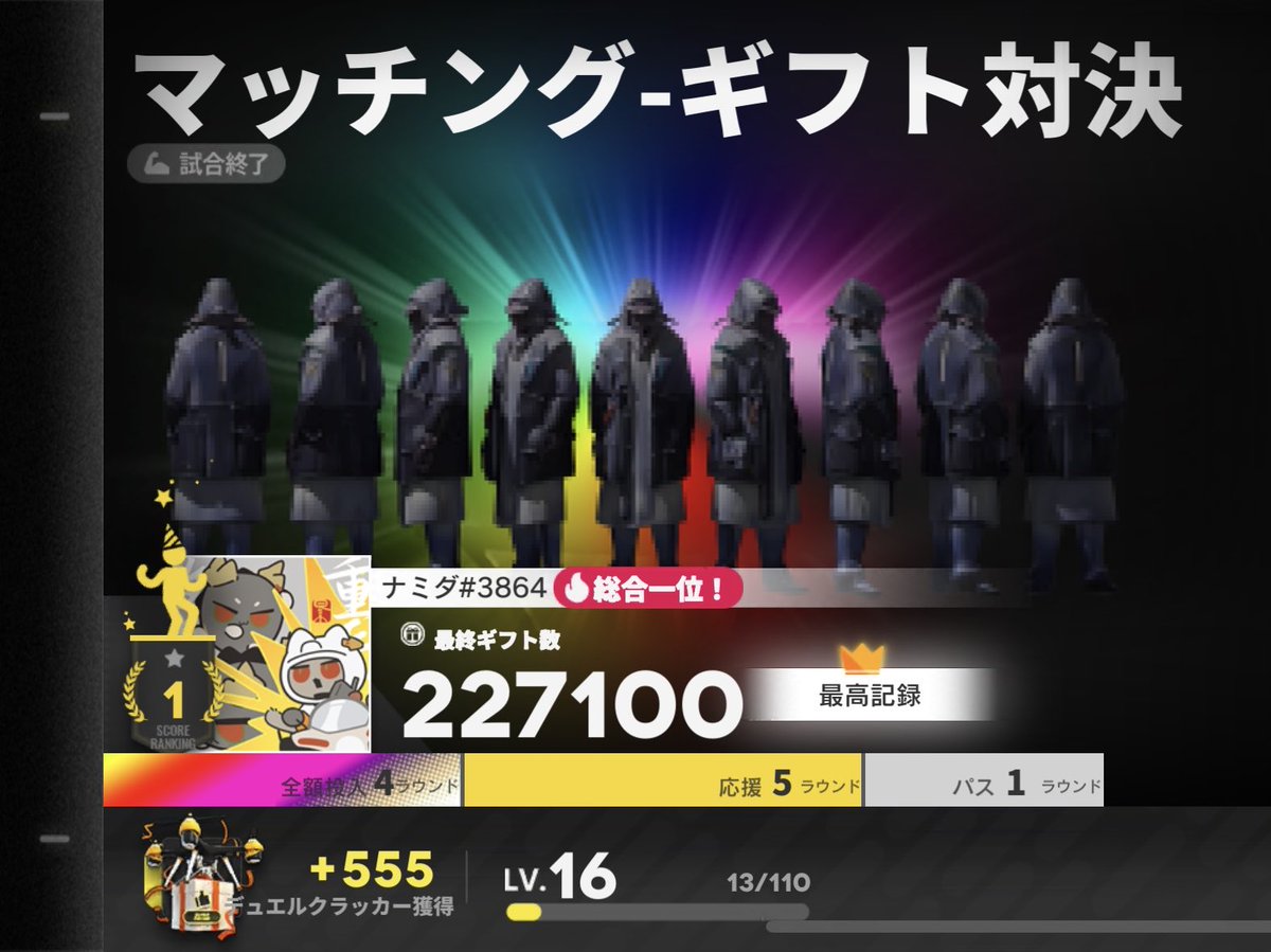 1位になった…！やったー！🙌