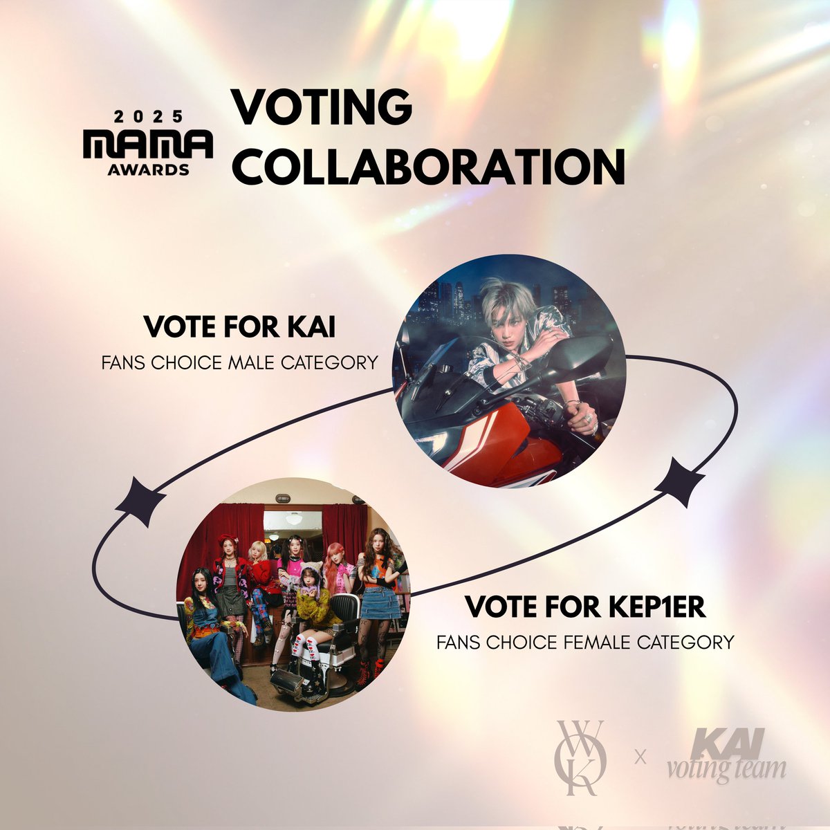 🐻📢 VOTING COLLAB for FANS CHOICE MAMA AWARD 2025

KAI Voting Team x <a href="/onewithkep1/">ONE WITH KEP1</a>

🗳 Vote #KAI as Fans Choice Male Category
🗳 Vote #KEP1ER ad Fans Choice Female Category

📆 TODAY ONWARDS!

🔗 share.mnetplus.world/2025-mama?miss… 

Reply with your voting proof! #ALLFORKAI 🧸💛