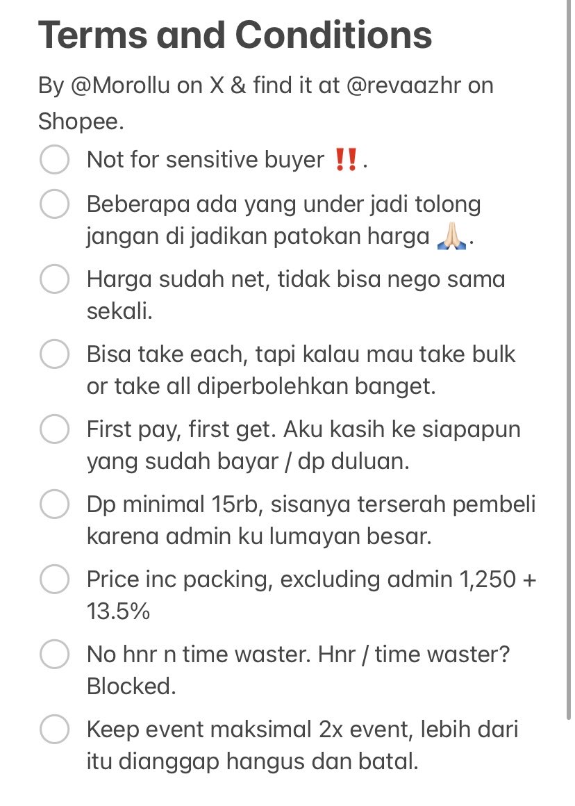 Morollu's tweet image. To anyone who sees this, I kindly ask for your help to retweet 🙏🏻

Want To Sell Collection Photocard, Album and etc.

* Disclaimer *
Semua ini barang koleksi ku dan barang”anak go yang sudah tidak di claim selama lebih dari 5 bulan.

Thread dibawah ini ⬇️

t. wts lfb ina pc album