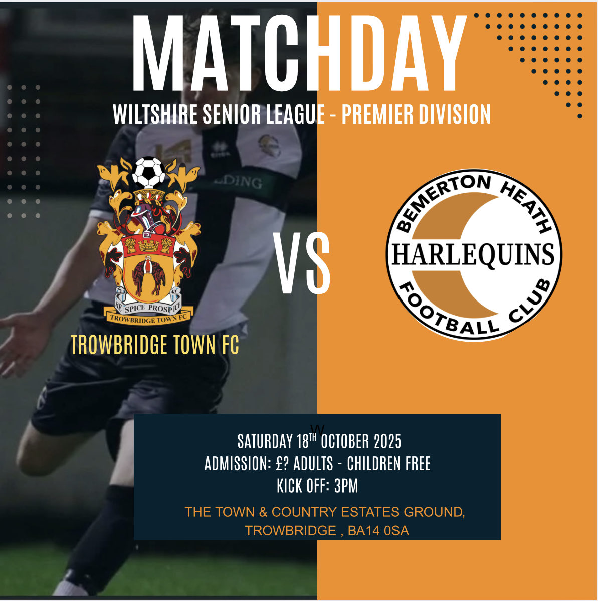 MATCHDAY: First team and Reserves

At the A-Class Arena our first team host <a href="/AndoverNSfc/">ANDOVER NEW STREET 💚🖤⚽️</a> on the back of a great win last week, 

Whilst our Reserves head to Trowbridge in the <a href="/WiltsLeague/">Wiltshire Senior League</a> premier division. 

Good luck to both sides ⚽️⚫️⚪️🟠 #UTB